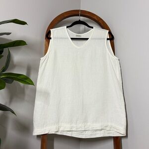 Epic Linen MEDIUM/LARGE White V Neck Sleeveless 100% Linen Blouse Top